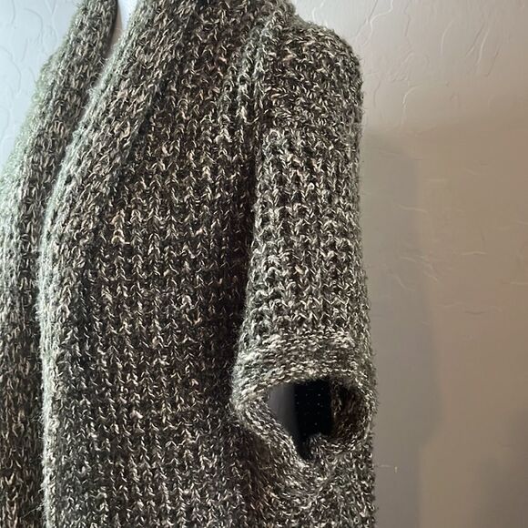 ANGELENO thick green knit cardigan sweater drop shoulder sleeveless size large - Picture 3 of 10